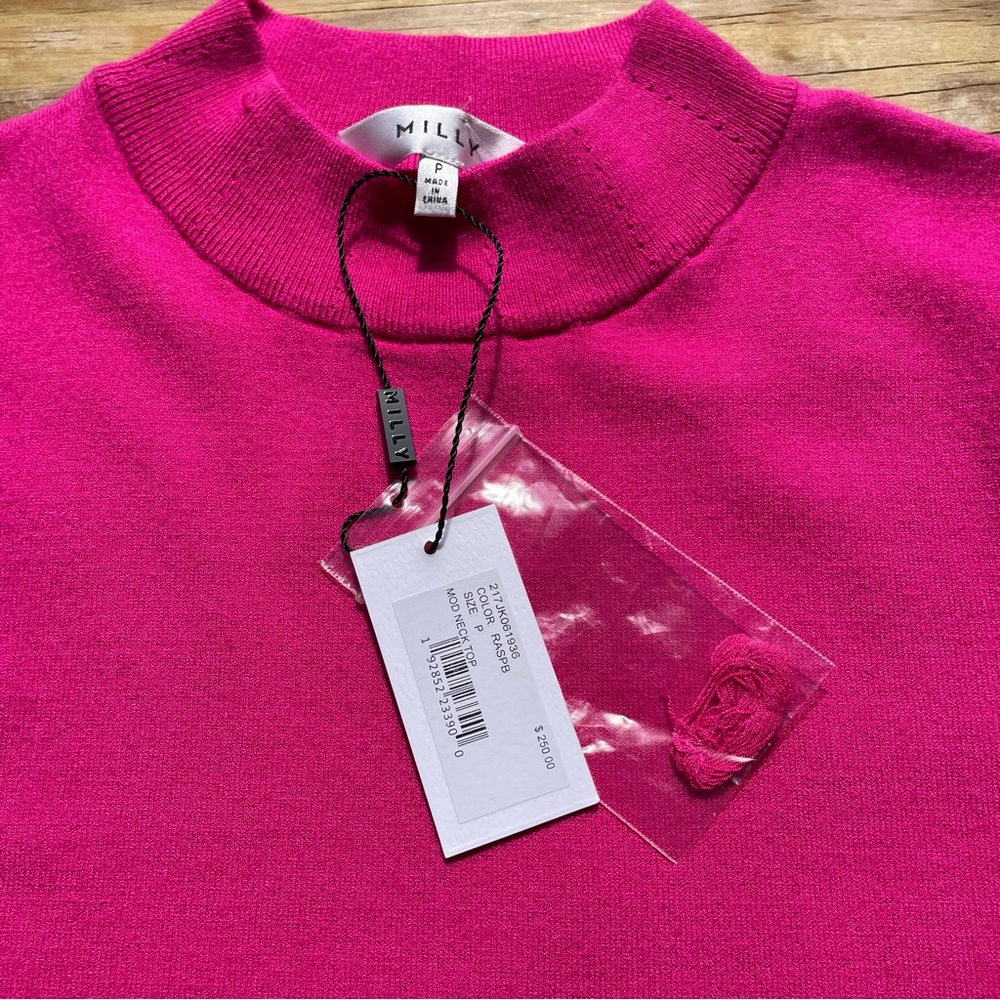 Milly Raspberry Short Sleeved Mod Top - Picture 6 of 7
